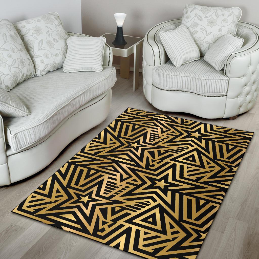 Gold Star Pattern Print Floor Mat-grizzshop