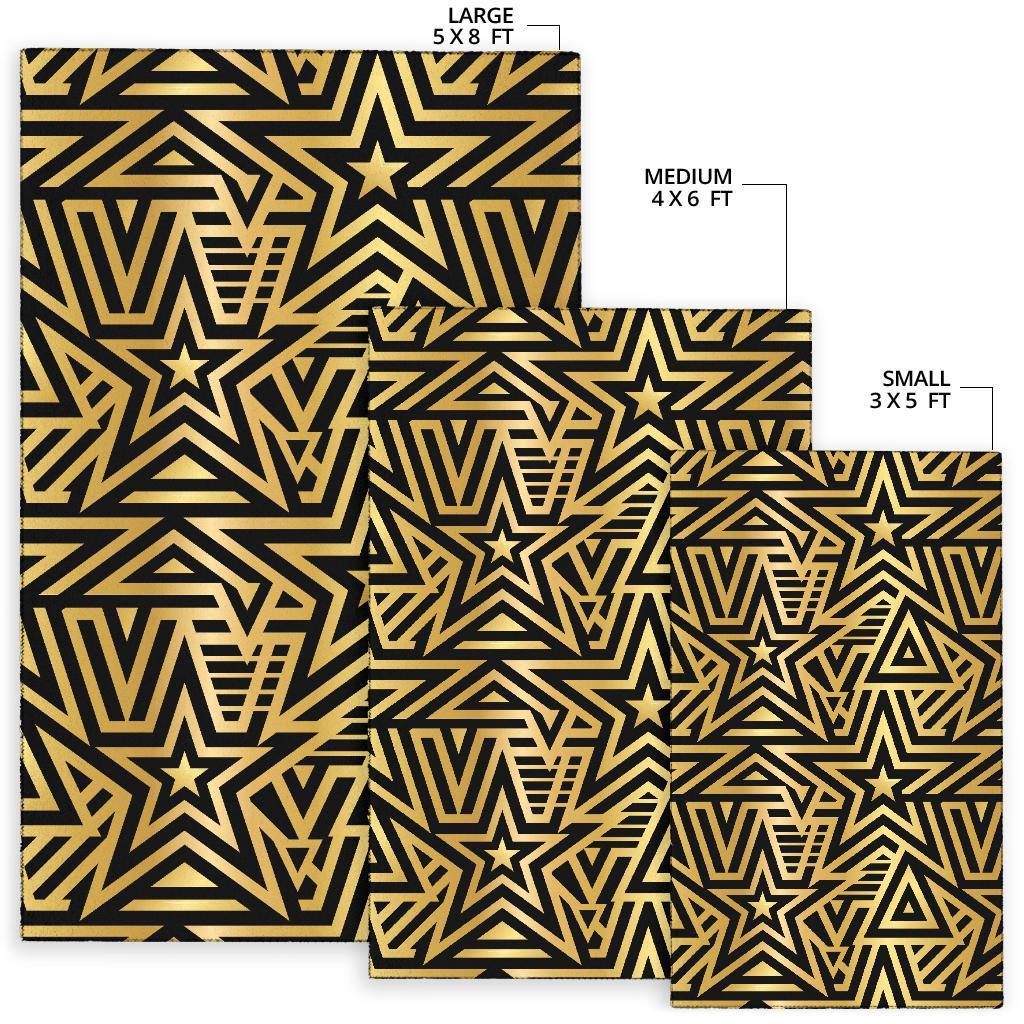 Gold Star Pattern Print Floor Mat-grizzshop