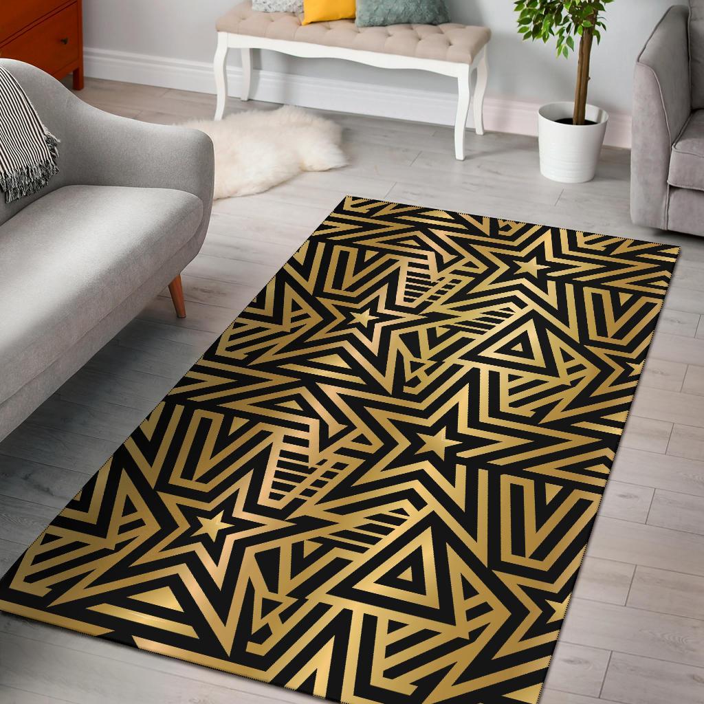 Gold Star Pattern Print Floor Mat-grizzshop