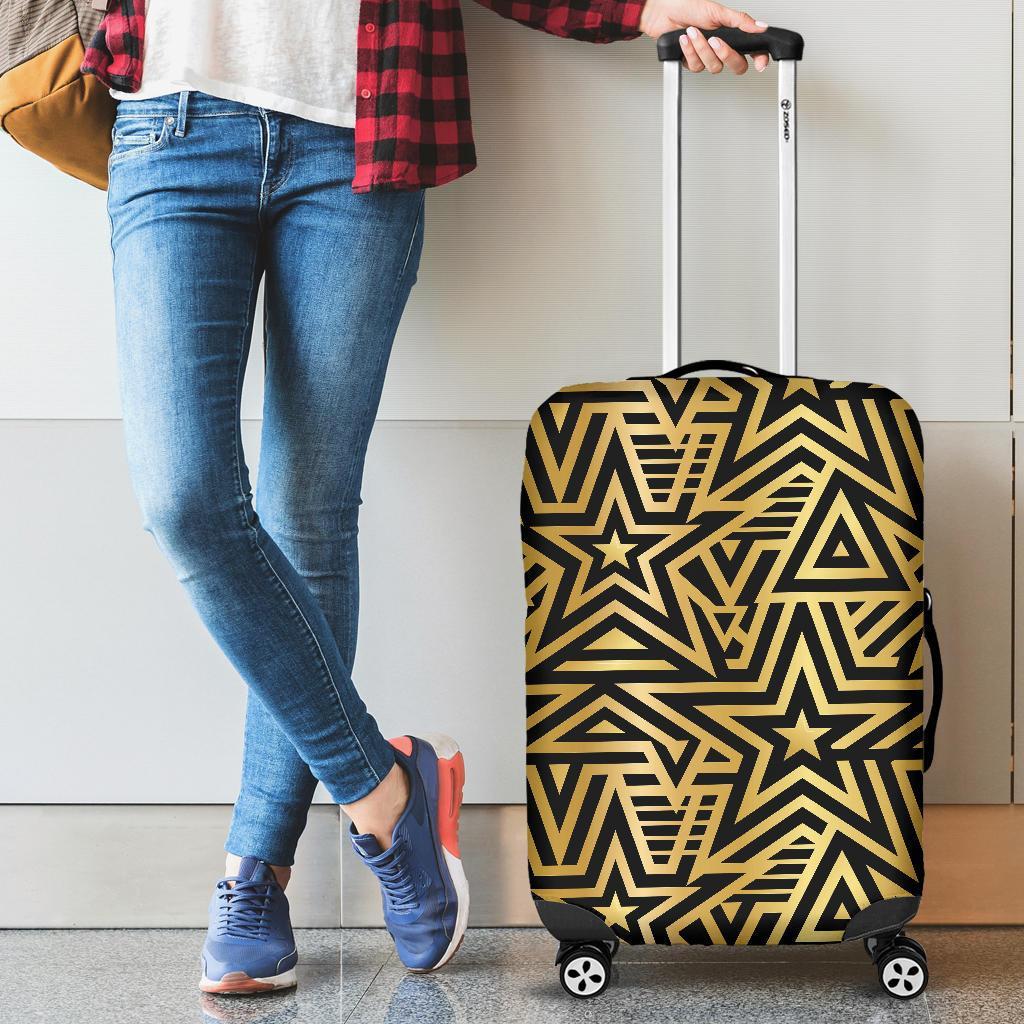 Gold Star Pattern Print Luggage Cover Protector-grizzshop