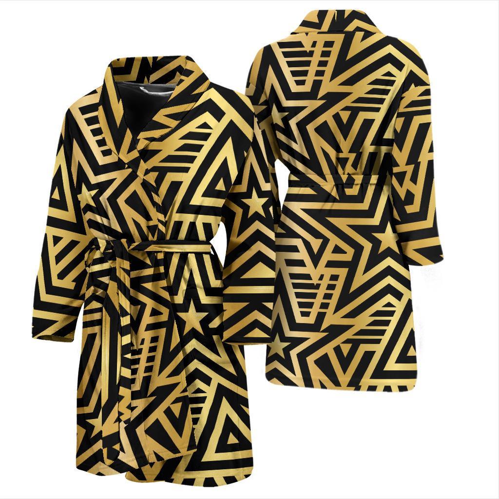 Gold Star Pattern Print Men Long Robe-grizzshop