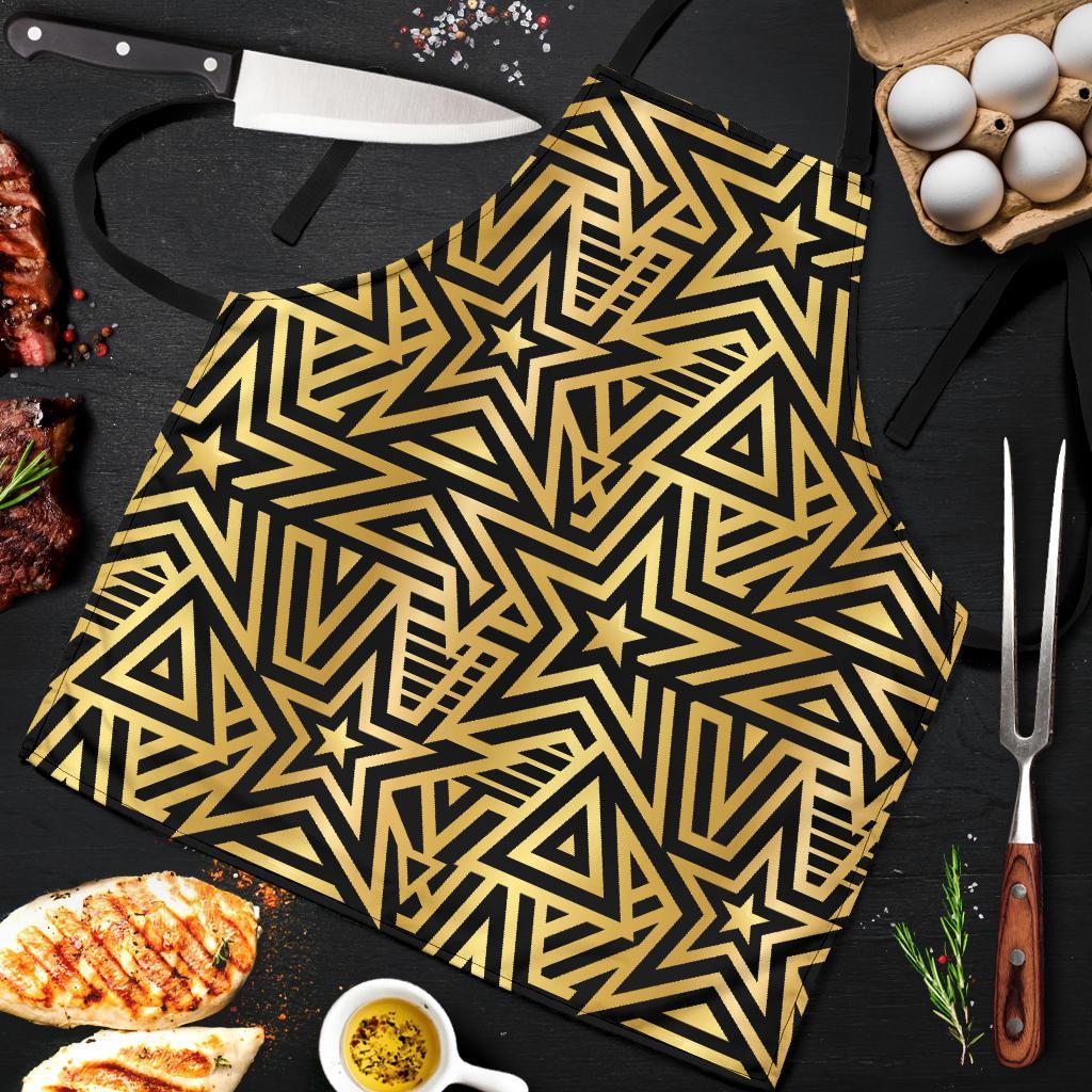 Gold Star Pattern Print Men's Apron-grizzshop