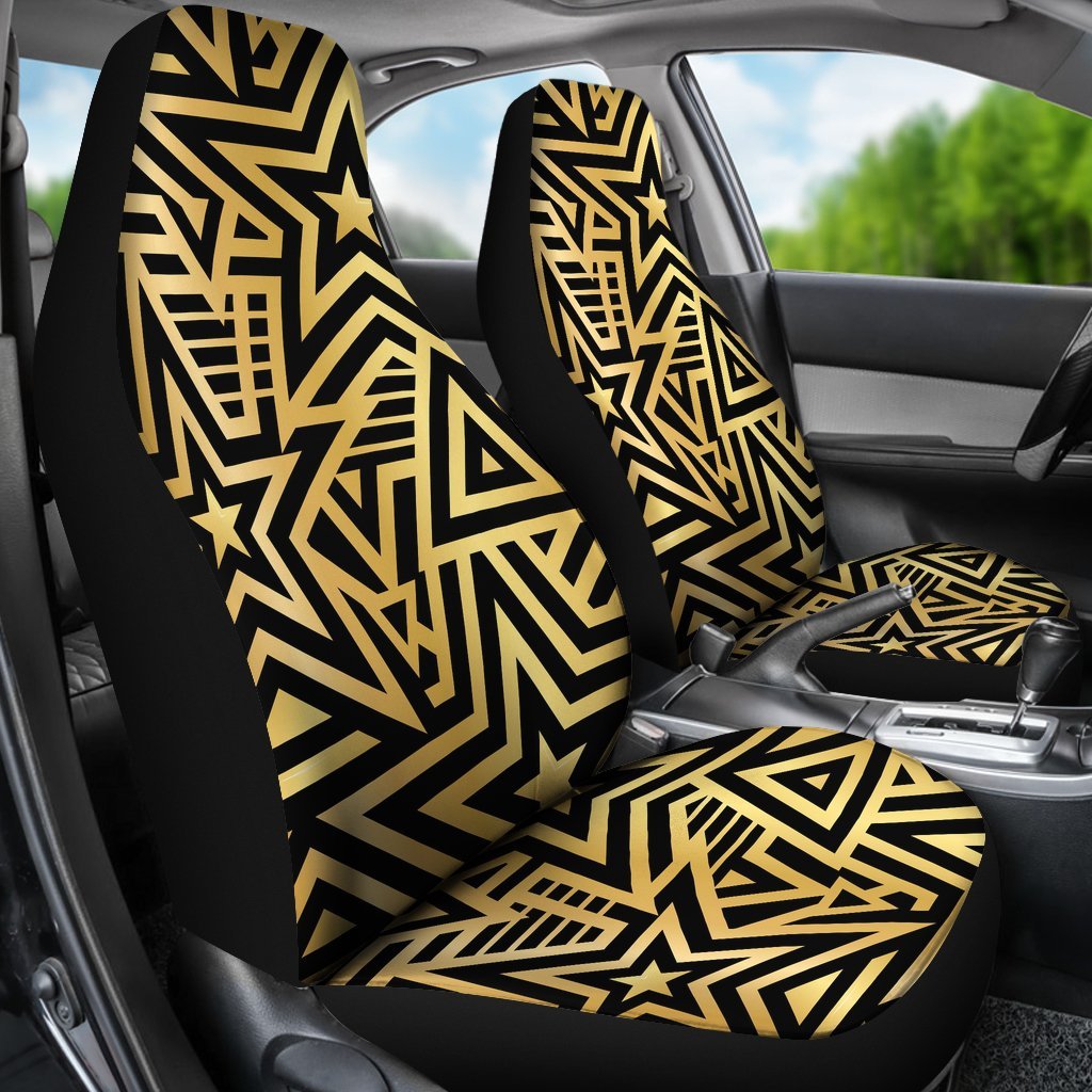 Gold Star Pattern Print Universal Fit Car Seat Covers-grizzshop