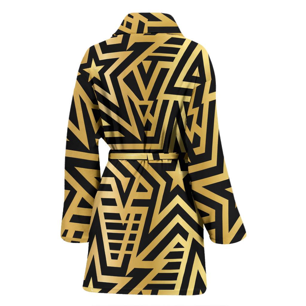 Gold Star Pattern Print Women Long Robe-grizzshop