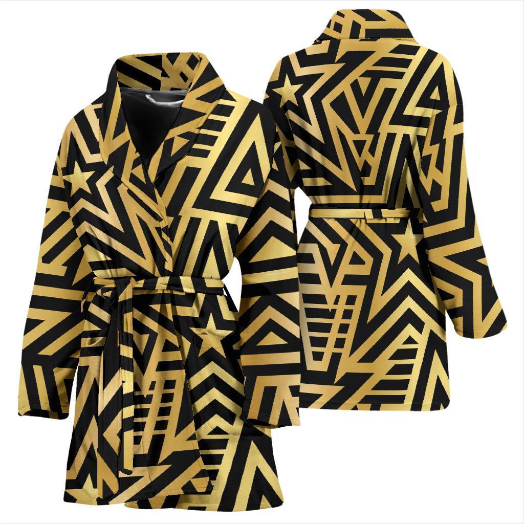 Gold Star Pattern Print Women Long Robe-grizzshop