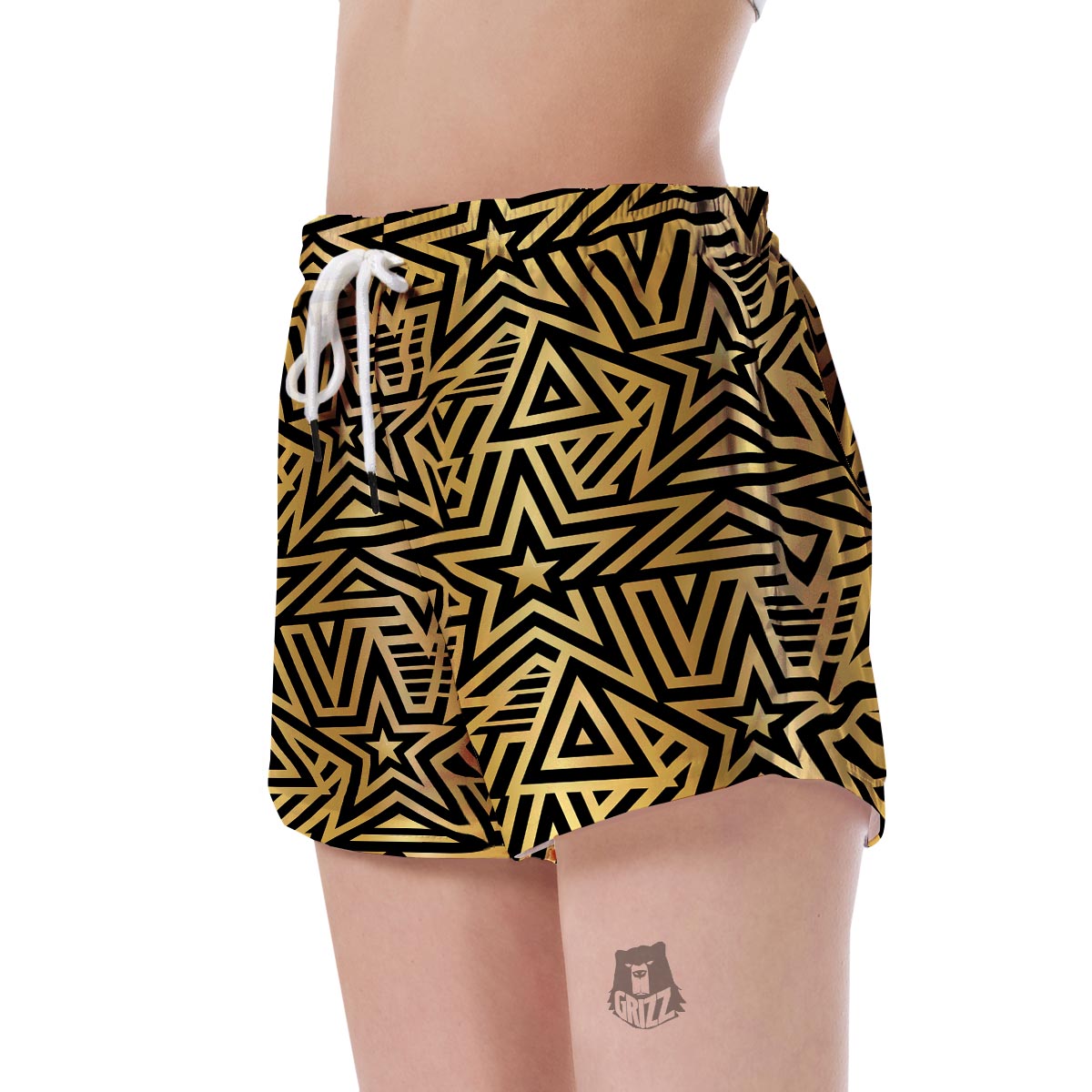 Gold Star Pattern Print Women's Shorts-grizzshop