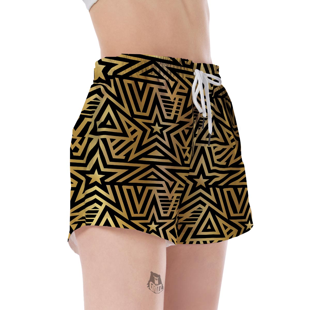 Gold Star Pattern Print Women's Shorts-grizzshop