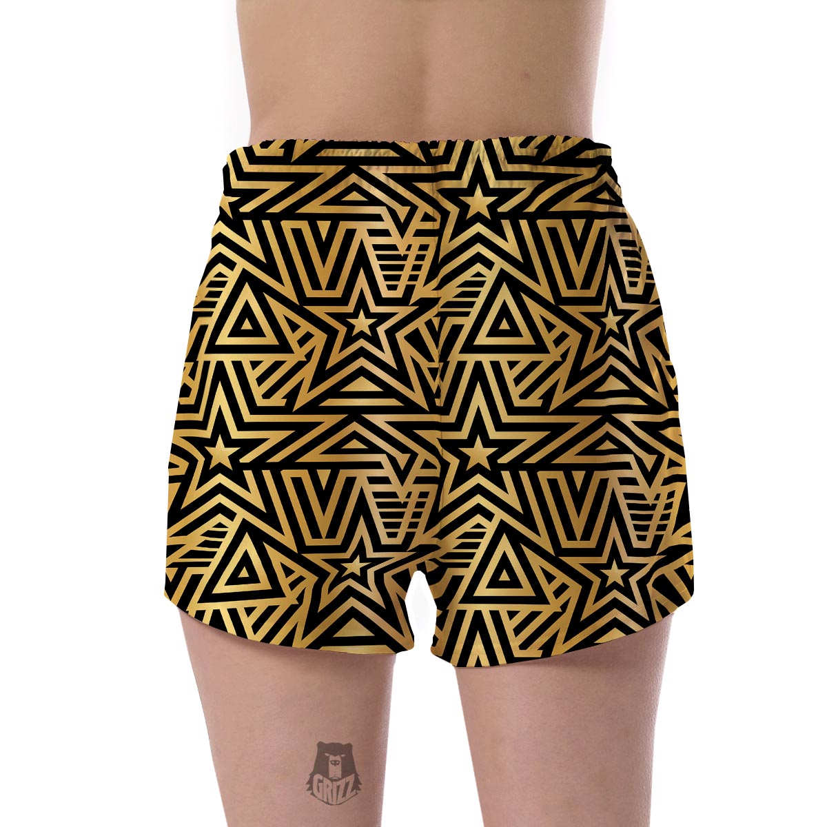 Gold Star Pattern Print Women's Shorts-grizzshop