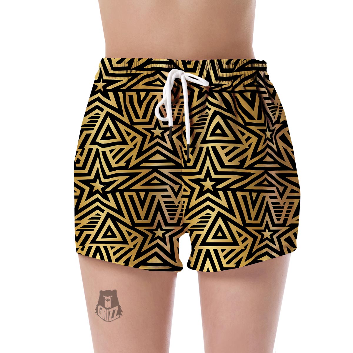 Gold Star Pattern Print Women's Shorts-grizzshop