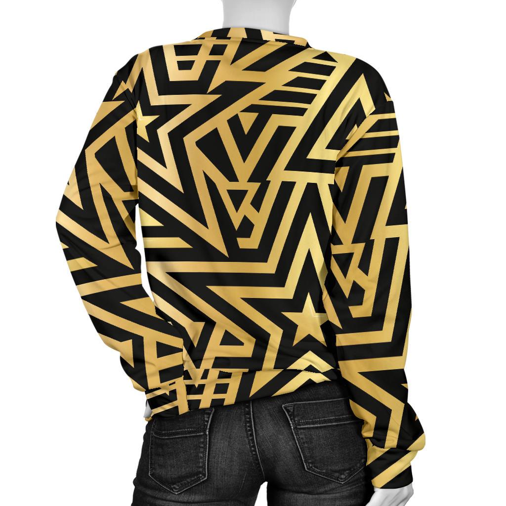 Gold Star Pattern Print Women's Sweatshirt-grizzshop