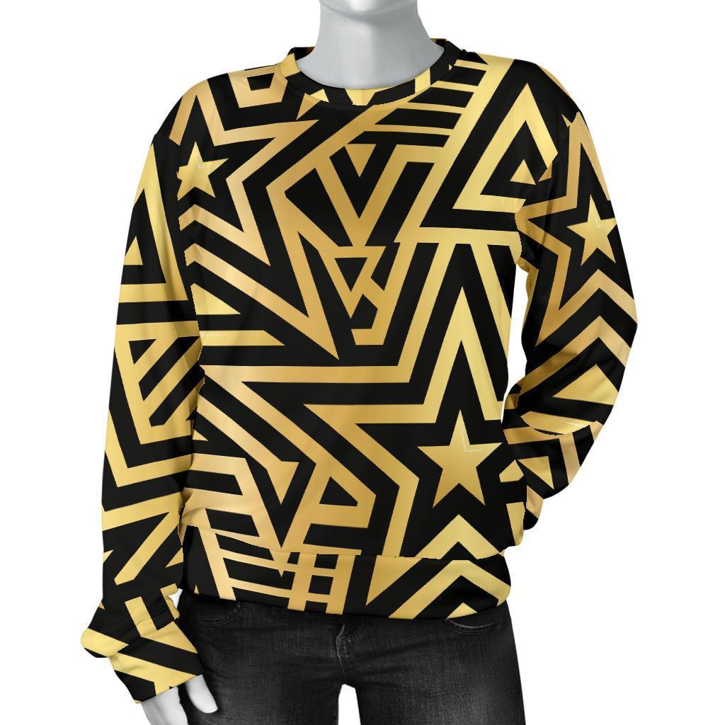 Gold Star Pattern Print Women's Sweatshirt-grizzshop