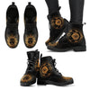 Gold Sun and Moon Women's Leather Boots-grizzshop