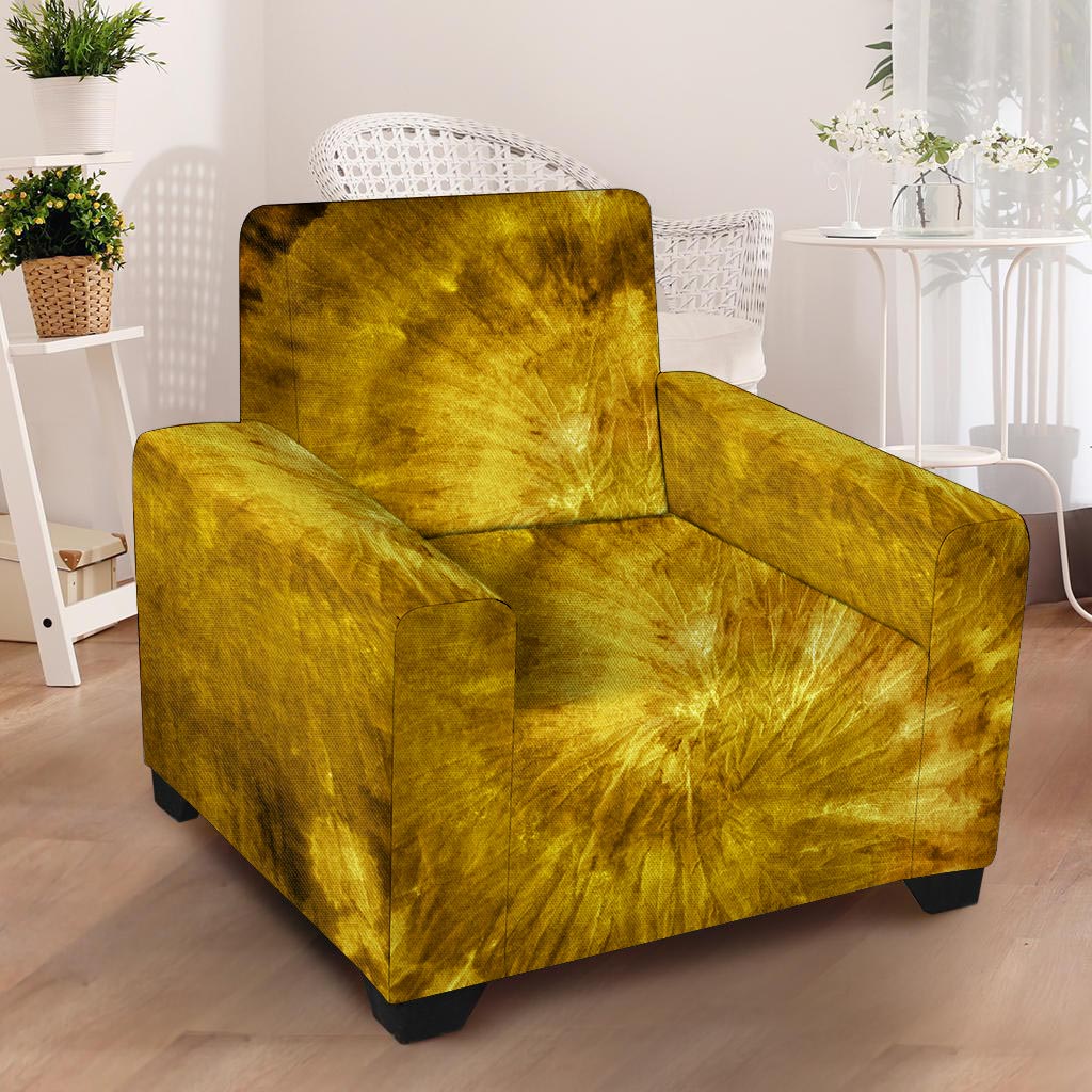 Gold Tie Dye Armchair Cover-grizzshop