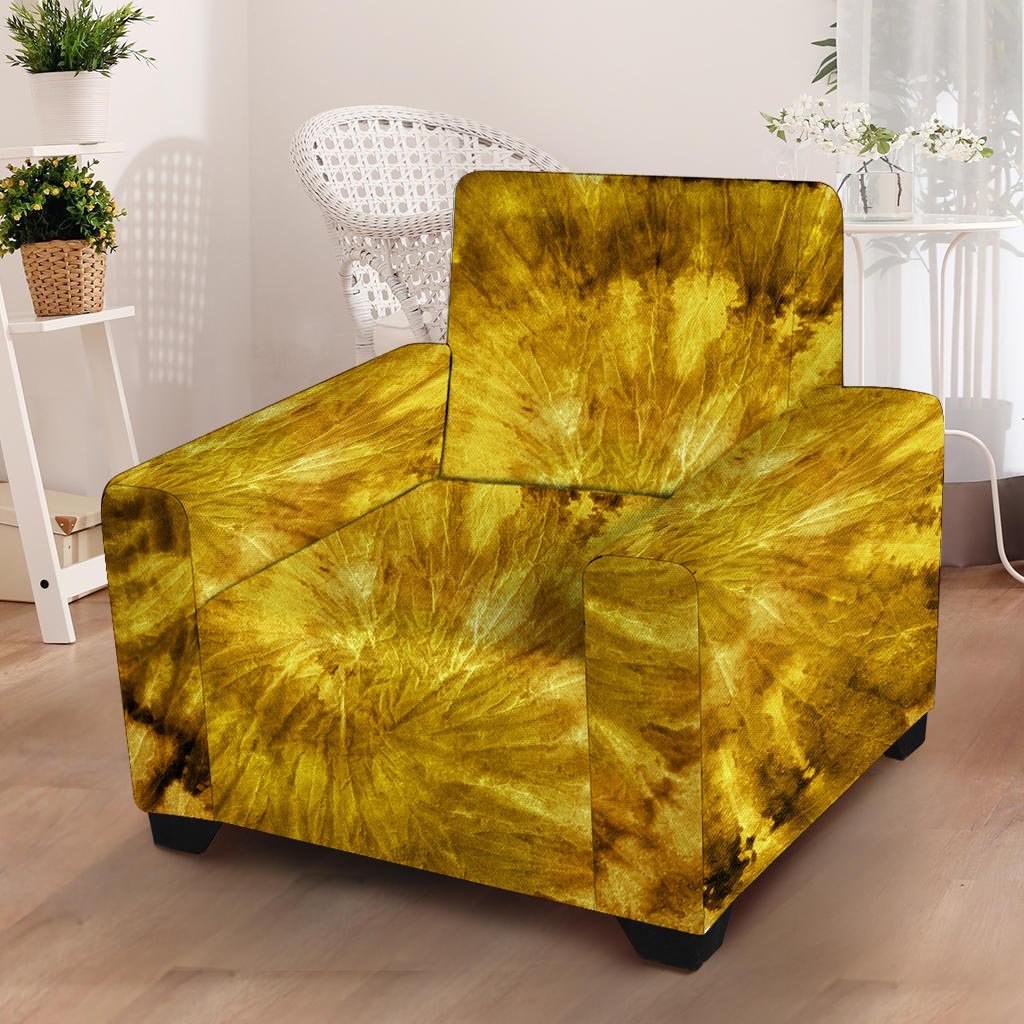 Gold Tie Dye Armchair Cover-grizzshop