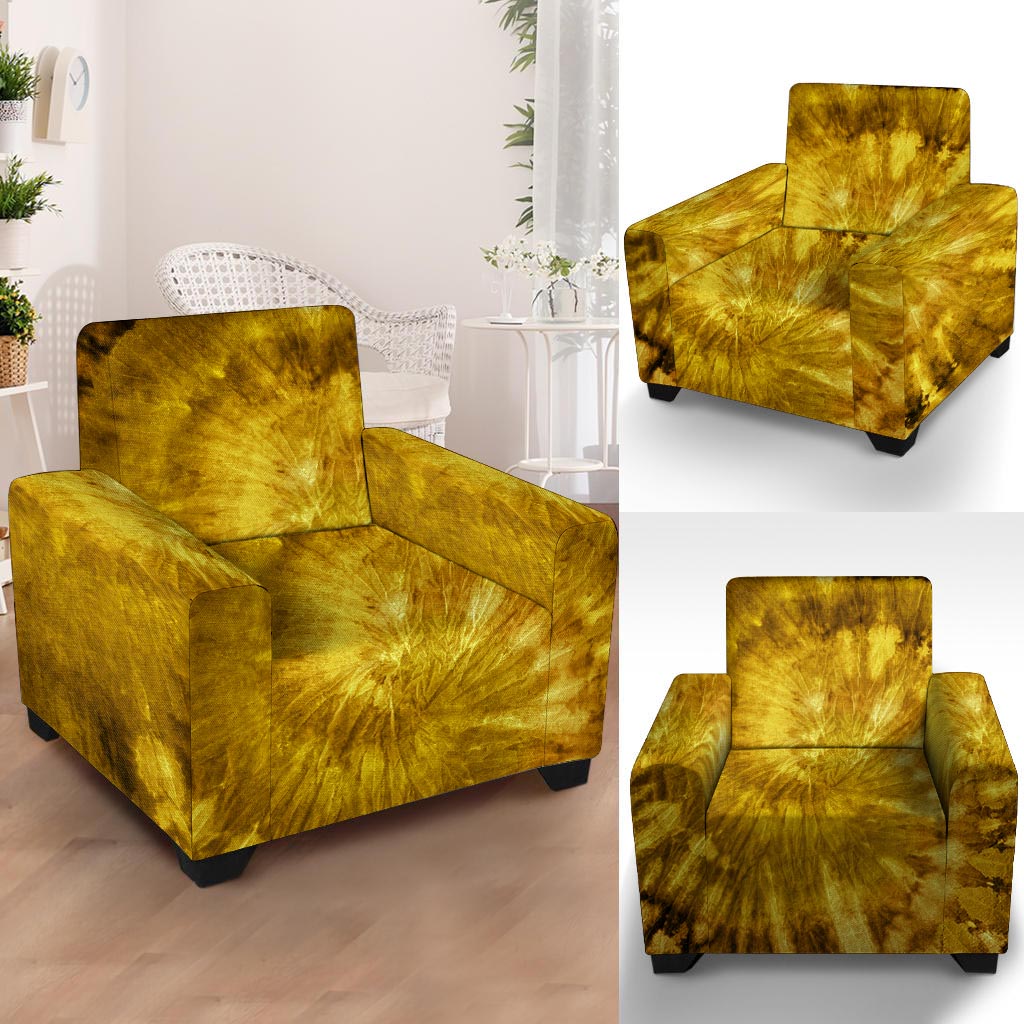 Gold Tie Dye Armchair Cover-grizzshop