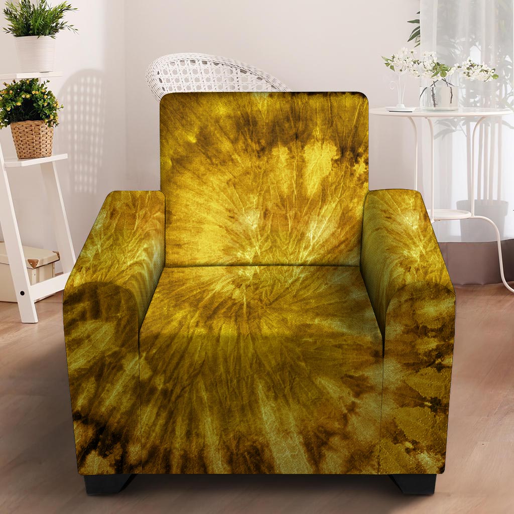 Gold Tie Dye Armchair Cover-grizzshop