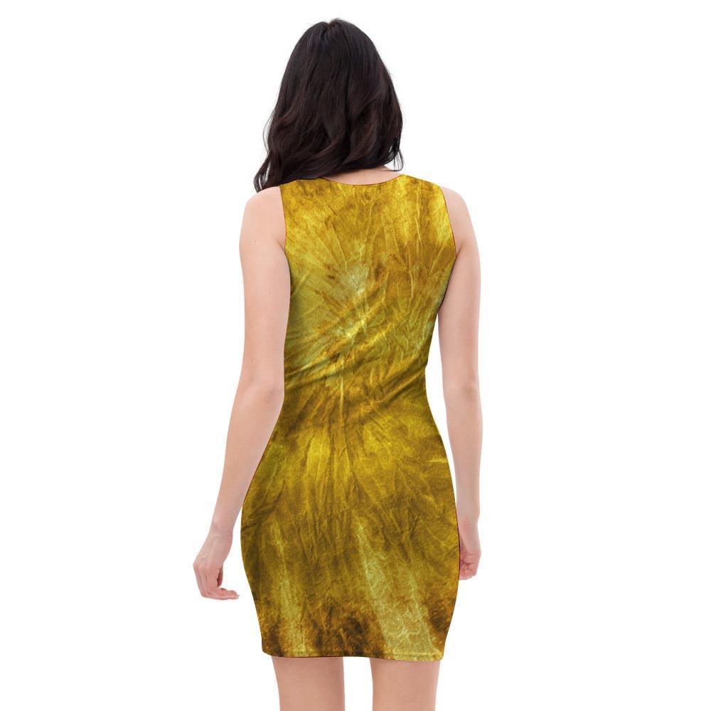 Gold Tie Dye Bodycon Dress-grizzshop