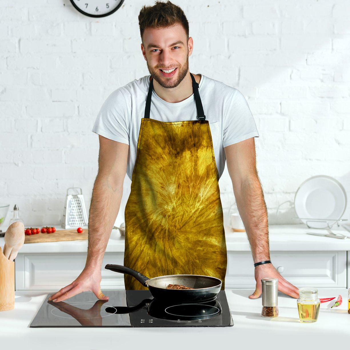 Gold Tie Dye Men's Apron-grizzshop