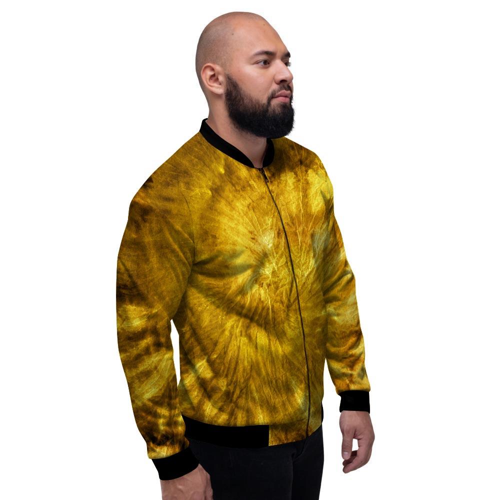 Gold Tie Dye Men's Bomber Jacket-grizzshop