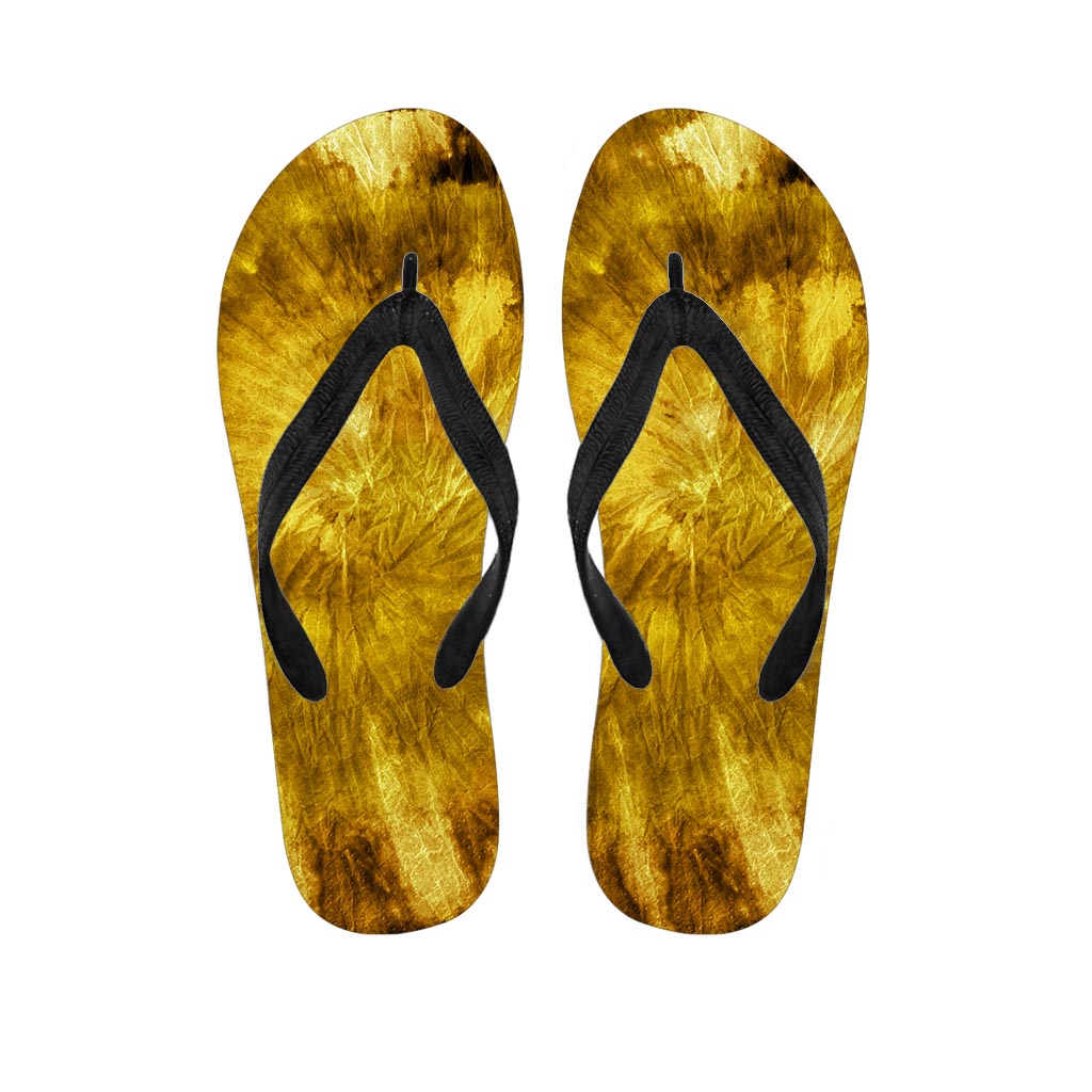 Gold Tie Dye Men's Flip Flops-grizzshop