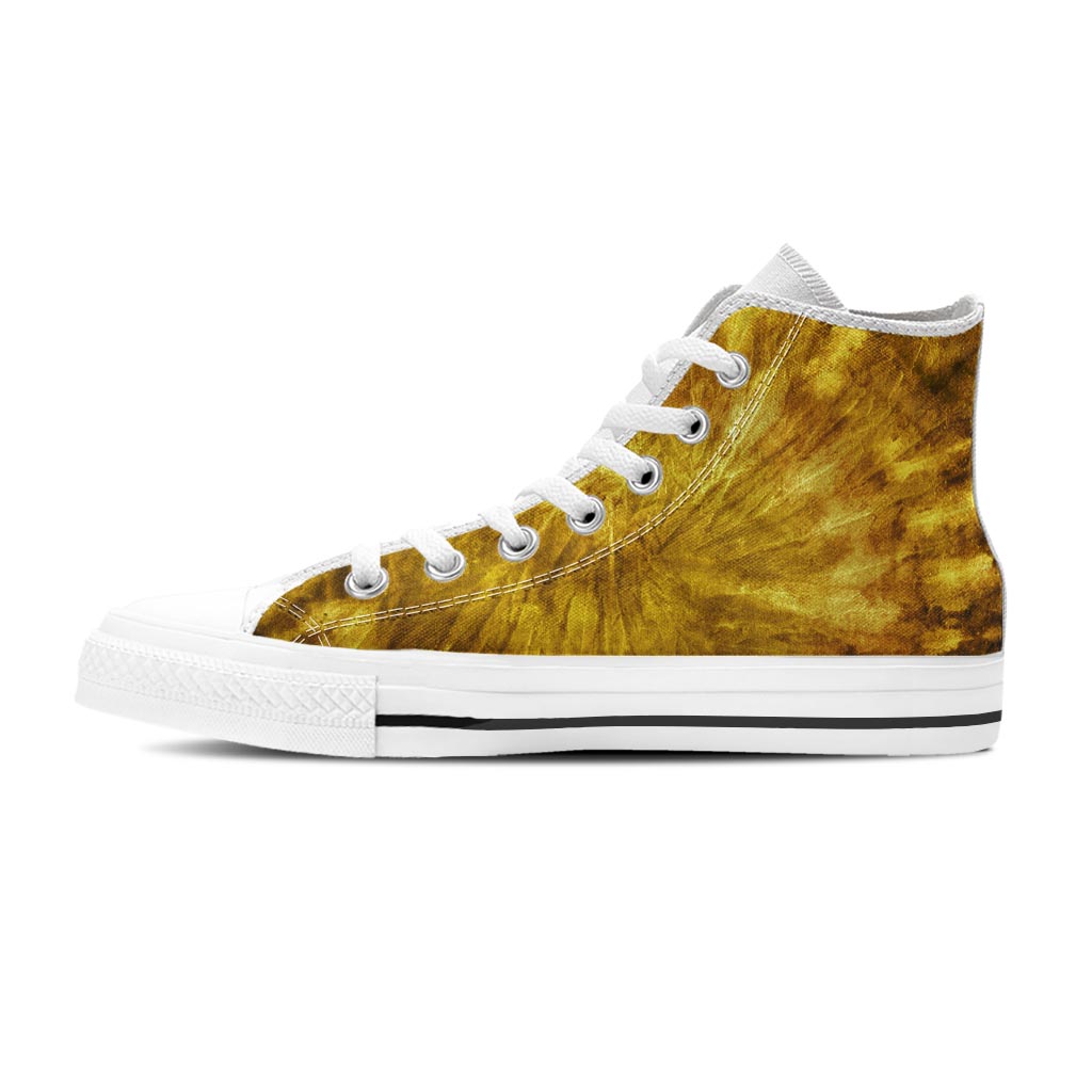 Gold Tie Dye Men's High Top Shoes-grizzshop