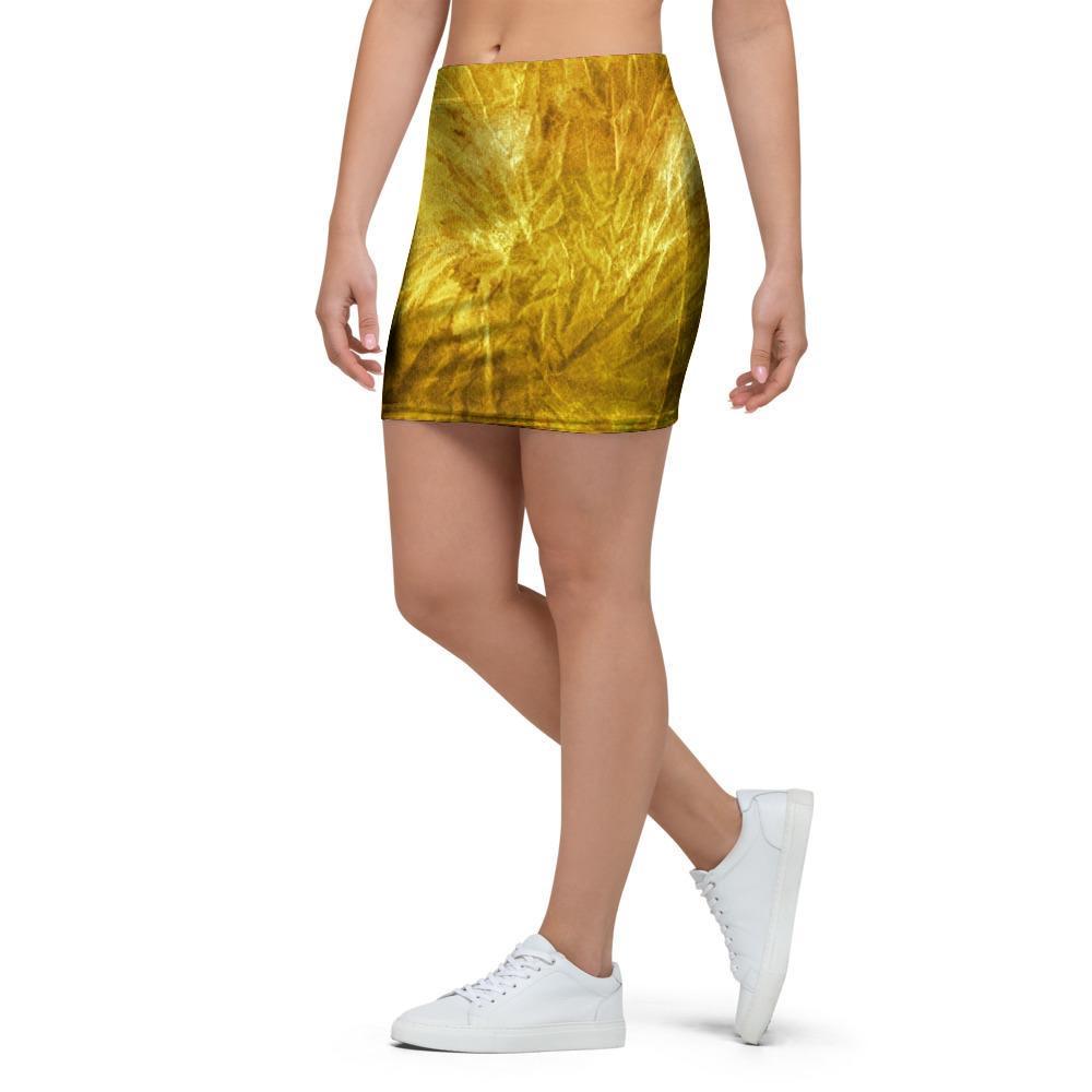 Gold Tie Dye Mini Skirt-grizzshop