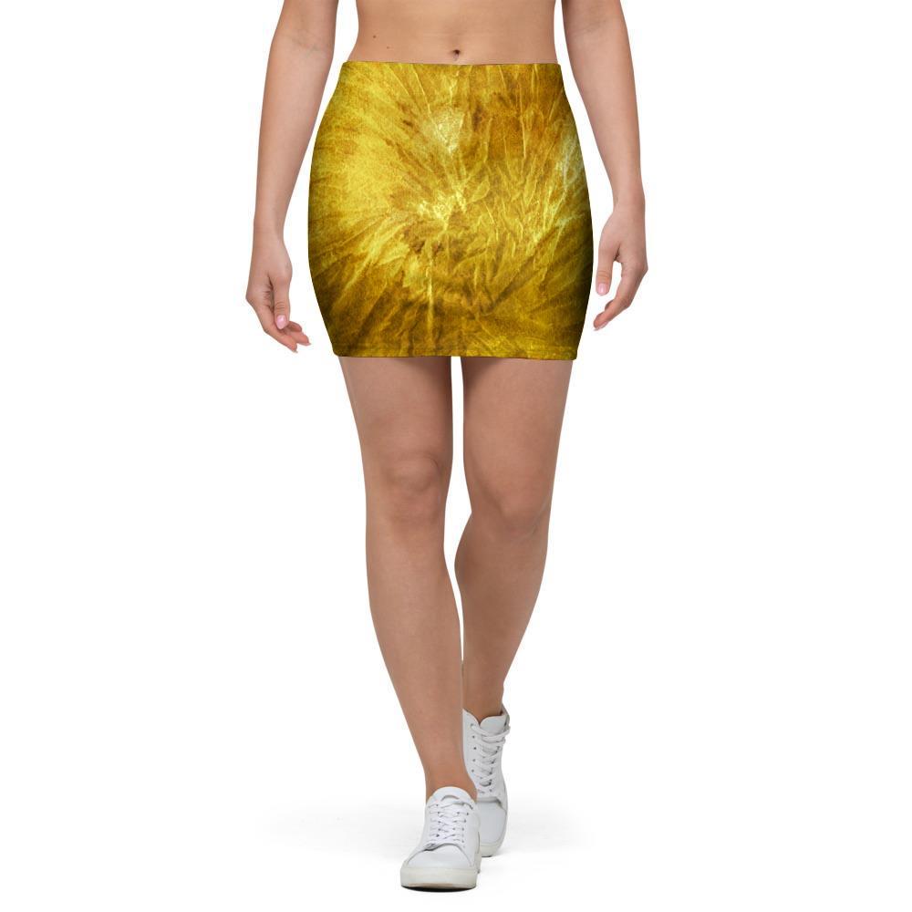 Gold Tie Dye Mini Skirt-grizzshop