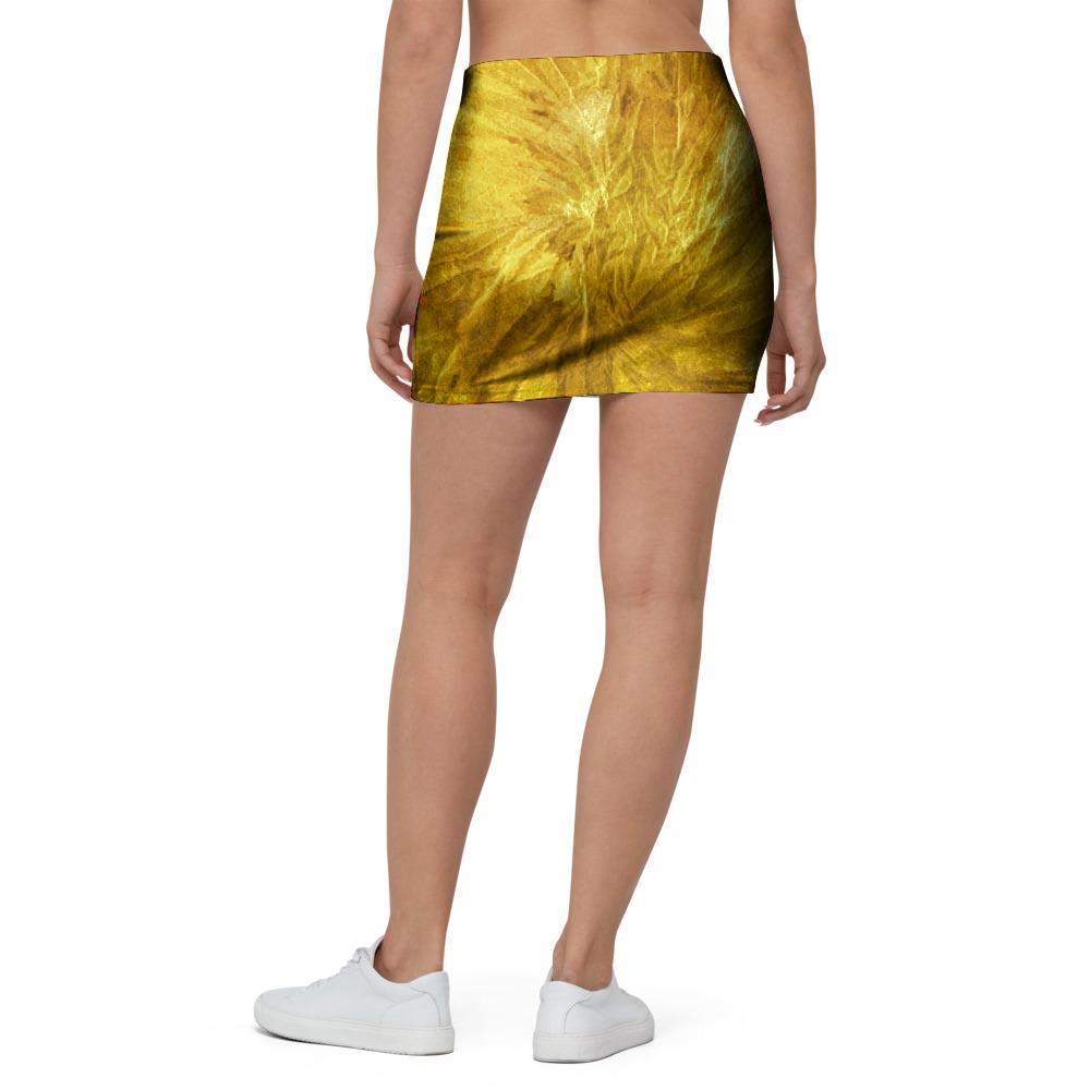 Gold Tie Dye Mini Skirt-grizzshop