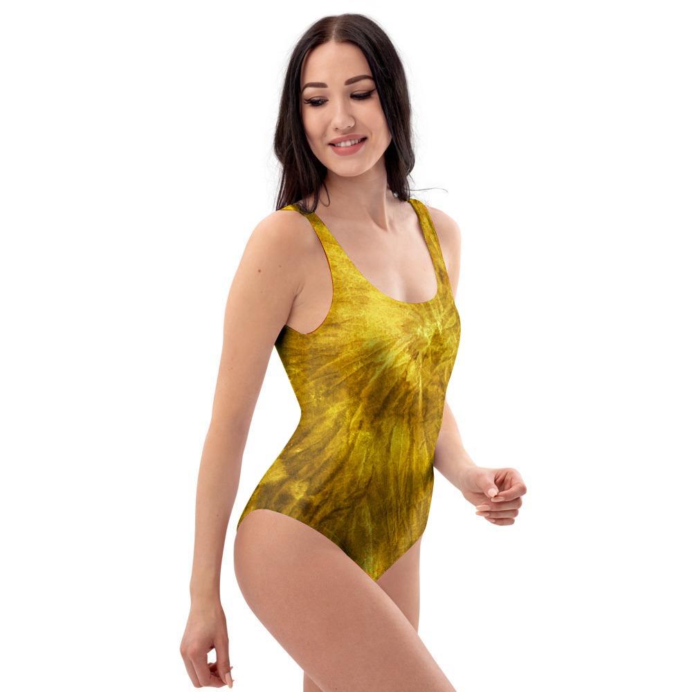 Gold Tie Dye One Piece Swimsuite-grizzshop