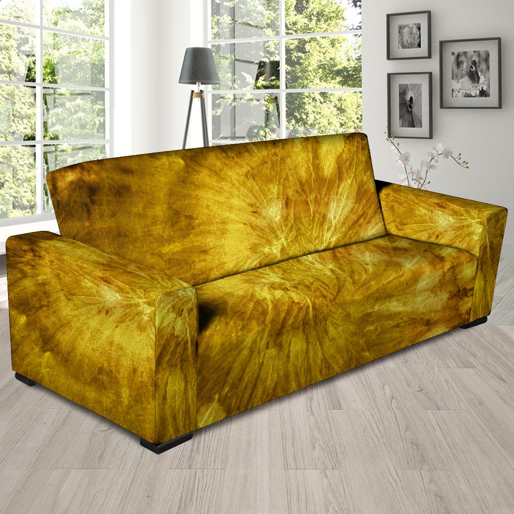 Gold Tie Dye Sofa Cover-grizzshop