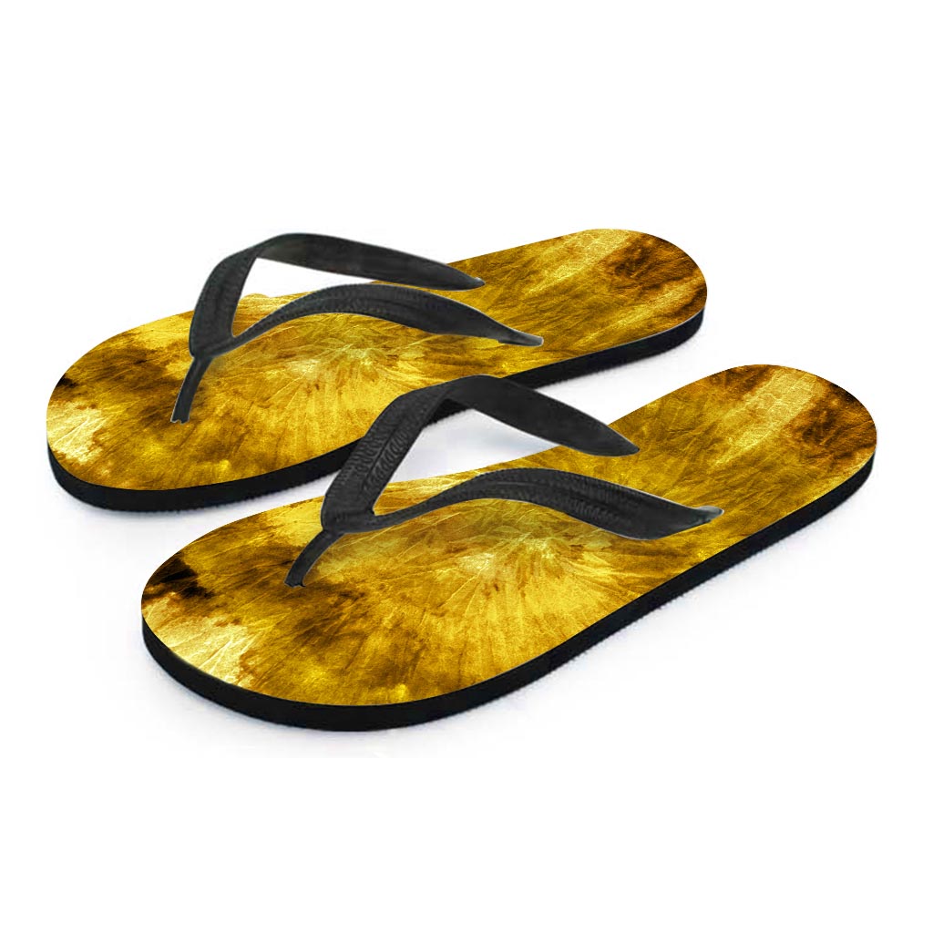 Gold Tie Dye Women's Flip Flops-grizzshop