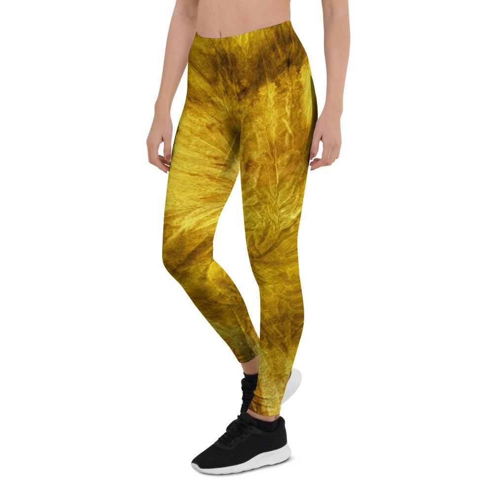 Gold Tie Dye Women's Leggings-grizzshop