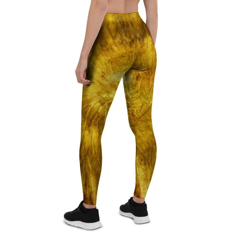 Gold Tie Dye Women's Leggings-grizzshop