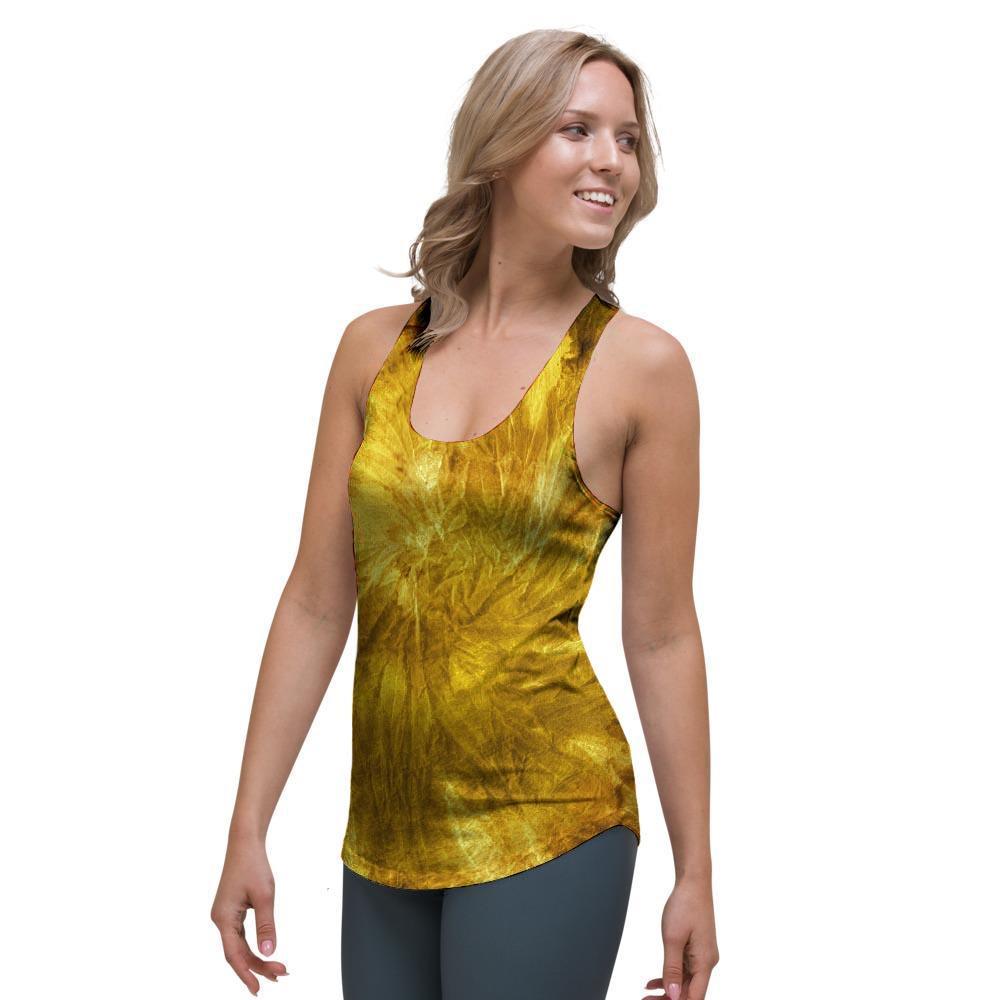 Gold Tie Dye Women's Racerback Tank Top-grizzshop