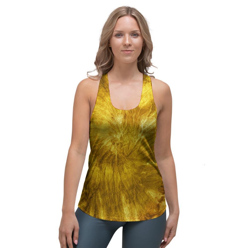 Gold Tie Dye Women's Racerback Tank Top-grizzshop