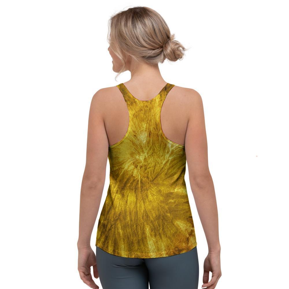Gold Tie Dye Women's Racerback Tank Top-grizzshop