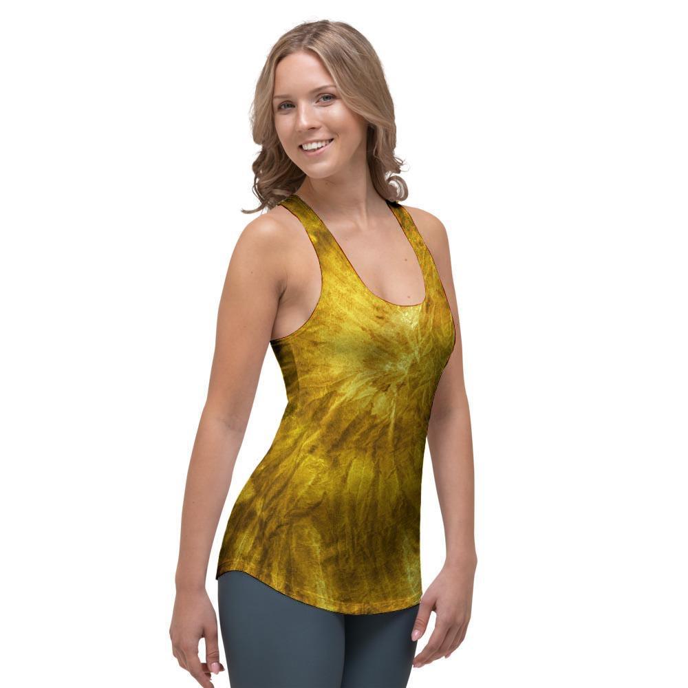Gold Tie Dye Women's Racerback Tank Top-grizzshop