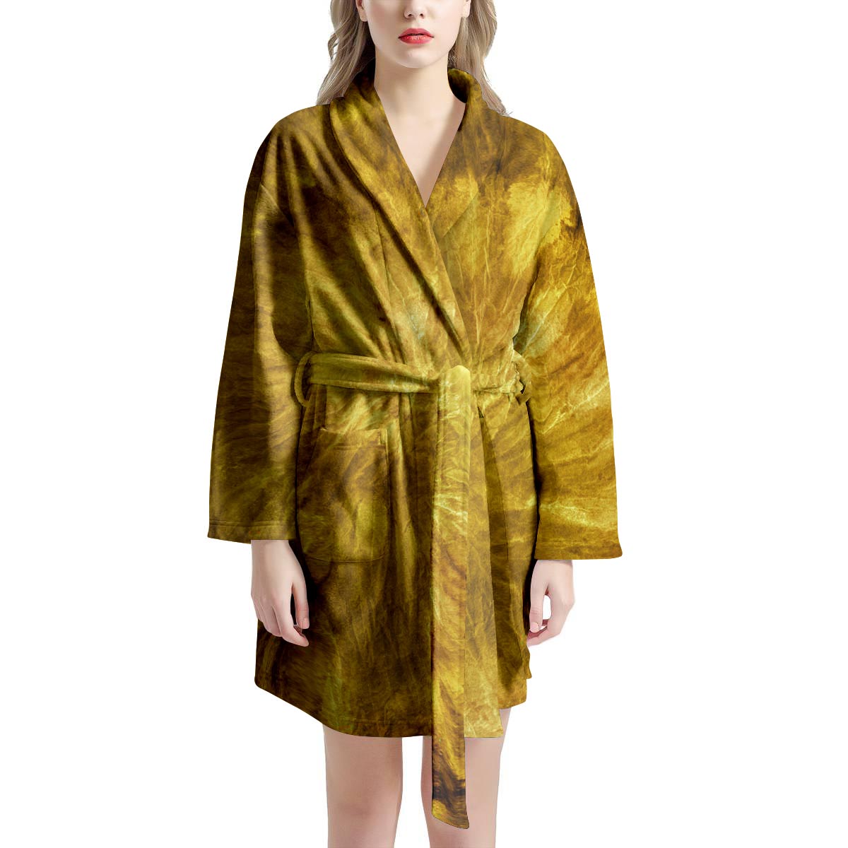 Gold Tie Dye Women's Robe-grizzshop