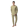 Gold Wave Striped Print Men's Pajamas-grizzshop