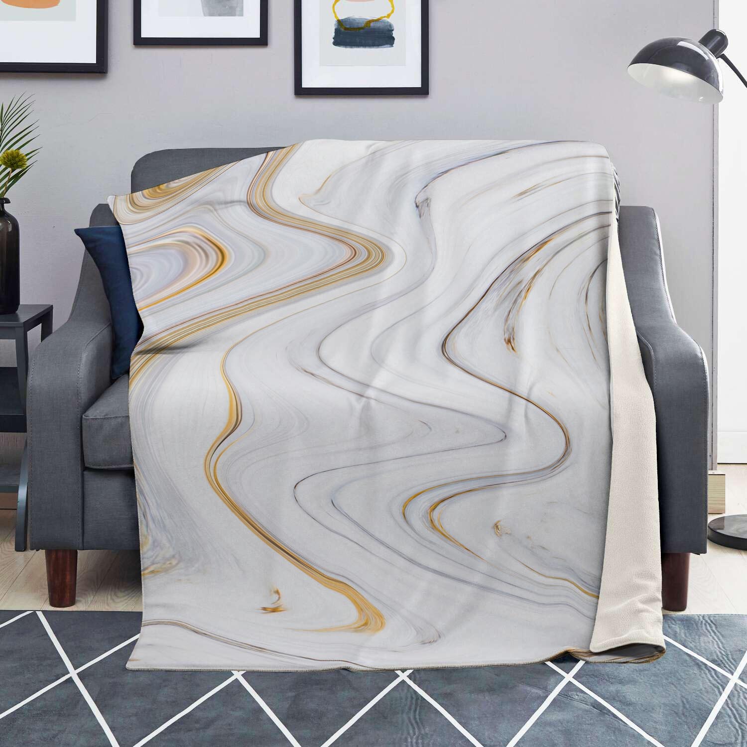 Gold White Marble Blanket-grizzshop