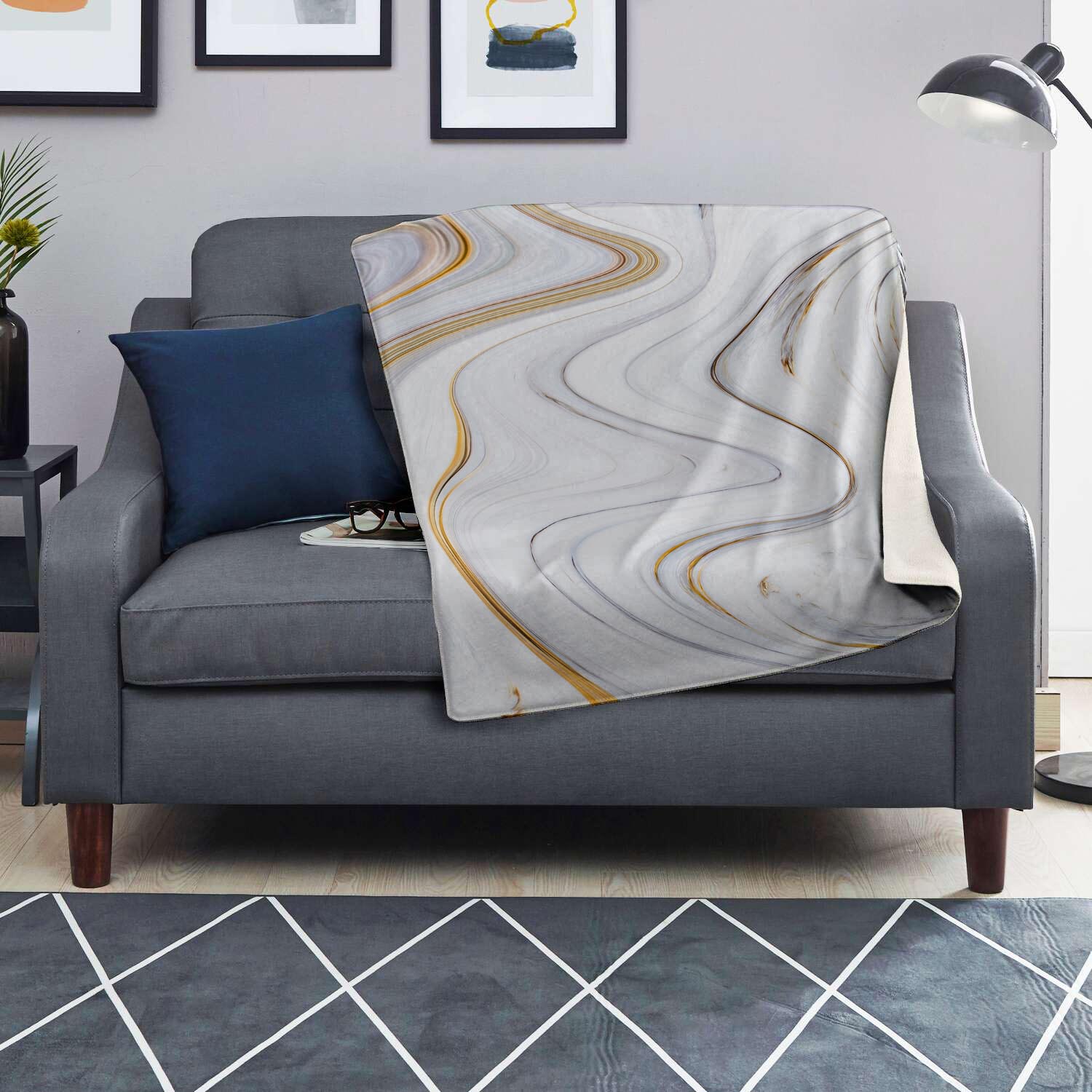 Gold White Marble Blanket-grizzshop