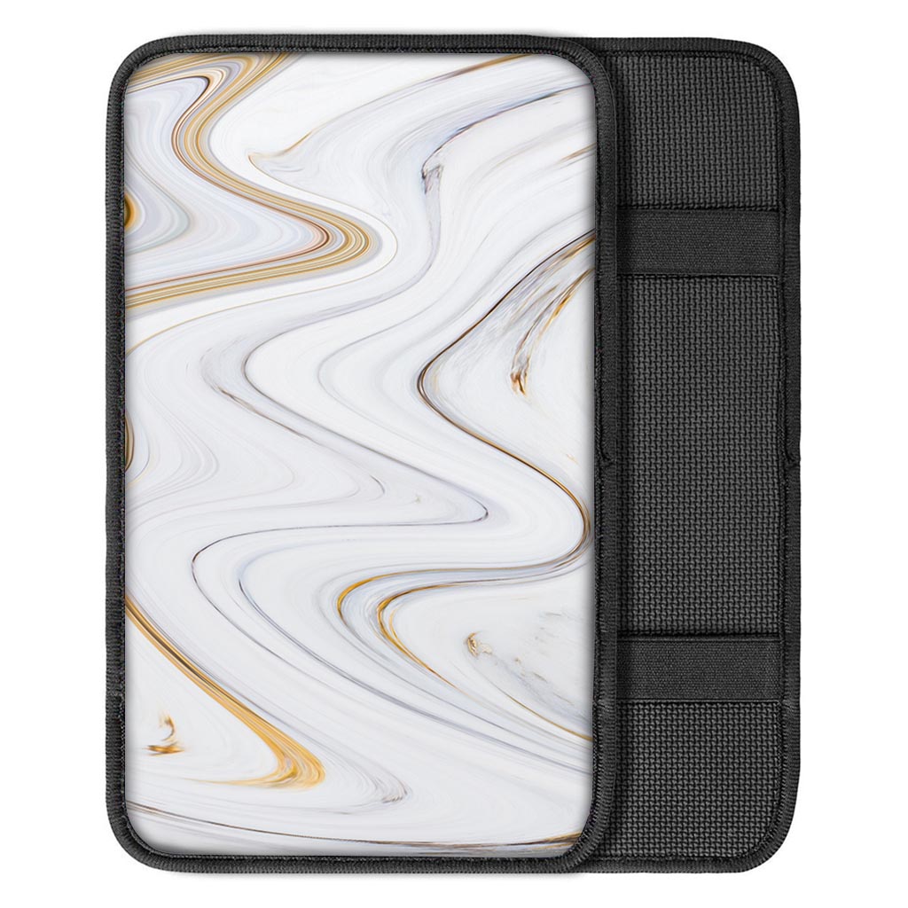 Gold White Marble Car Console Cover-grizzshop