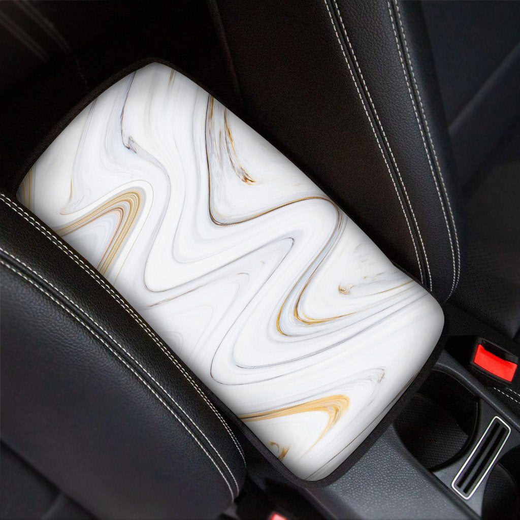 Gold White Marble Car Console Cover-grizzshop