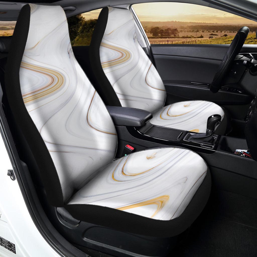 Gold White Marble Car Seat Covers-grizzshop