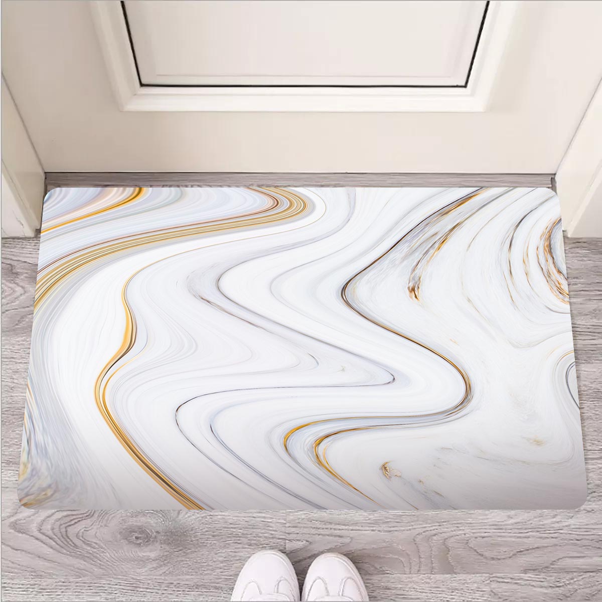 Gold White Marble Door Mat-grizzshop