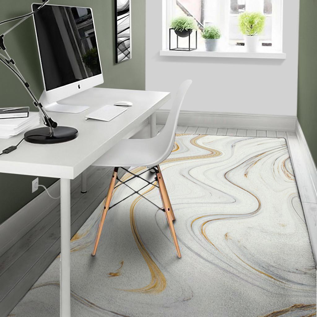 Gold White Marble Floor Mat-grizzshop