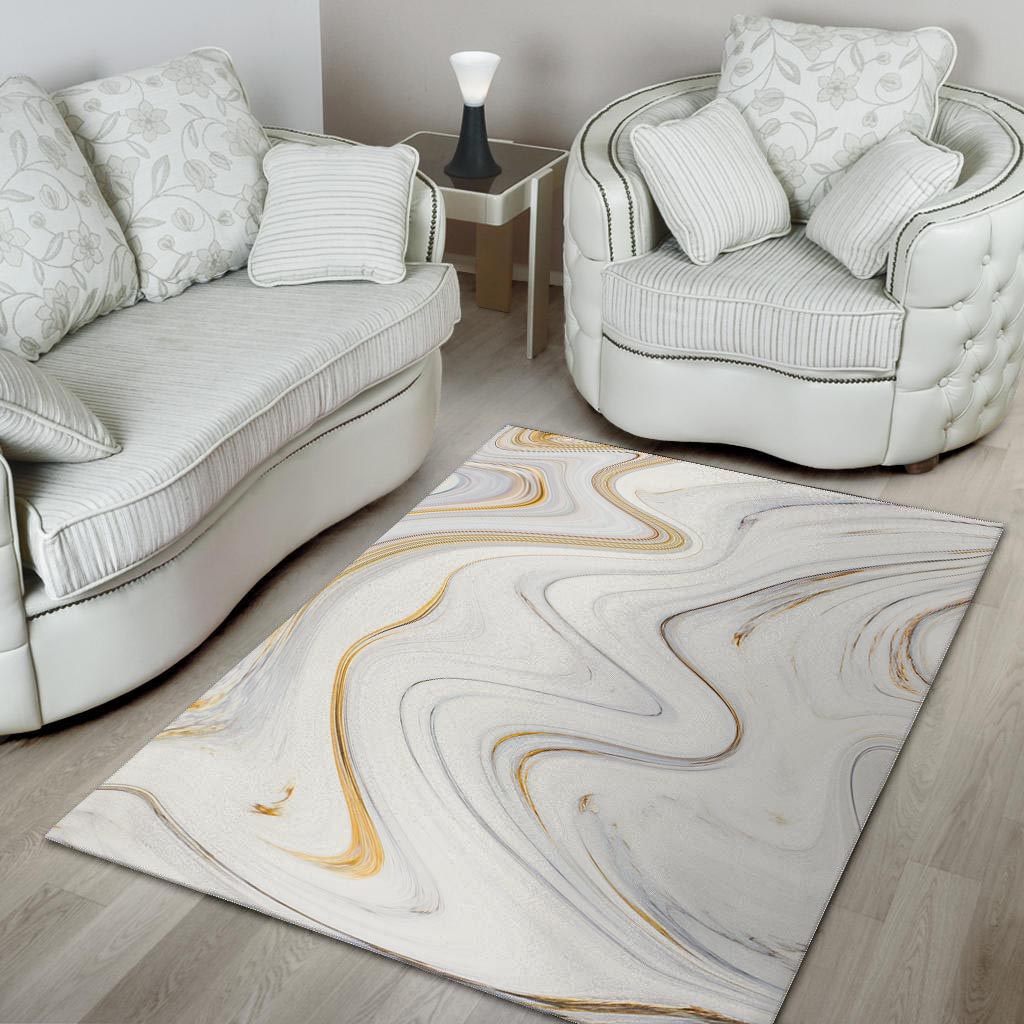 Gold White Marble Floor Mat-grizzshop