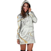 Gold White Marble Hoodie Dress-grizzshop