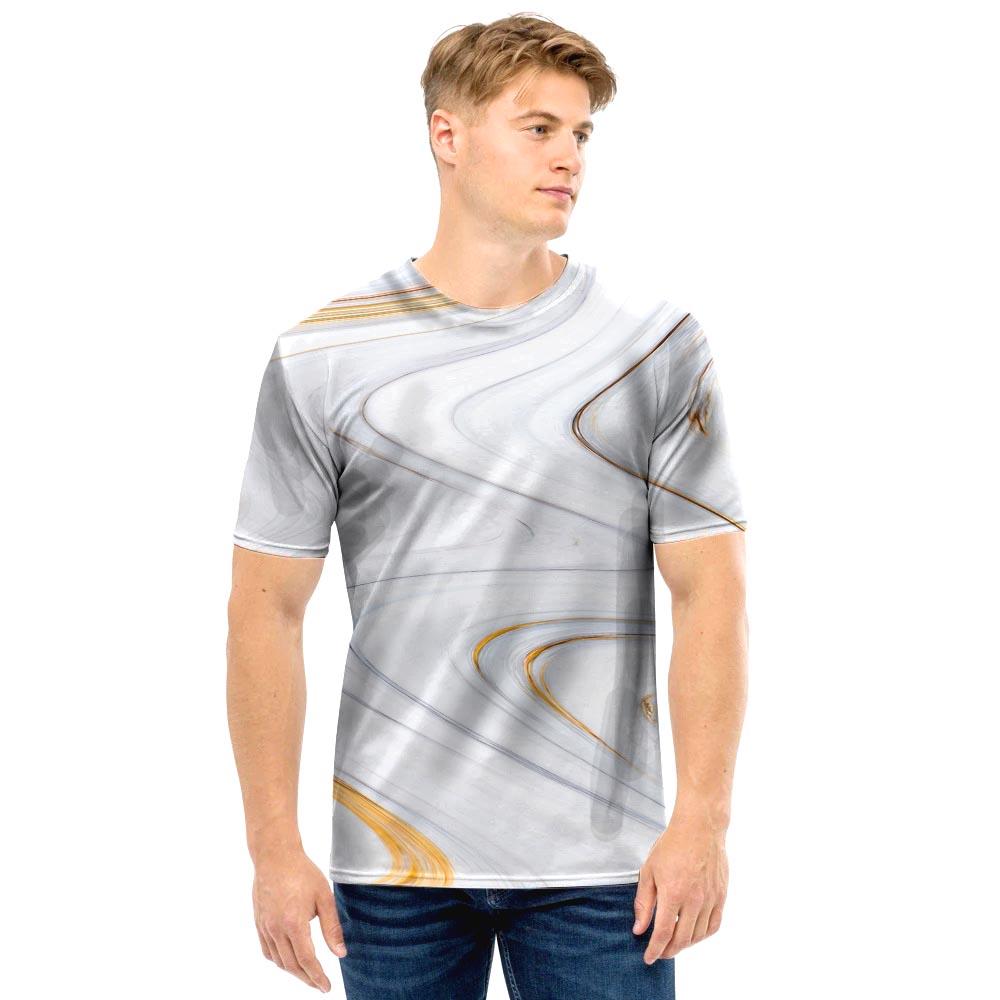 Gold White Marble Men T Shirt-grizzshop