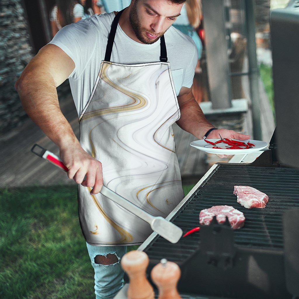 Gold White Marble Men's Apron-grizzshop